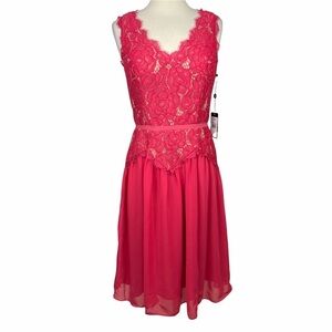 Adrianna Papell Pink Chiffon And Lace Dress, 4